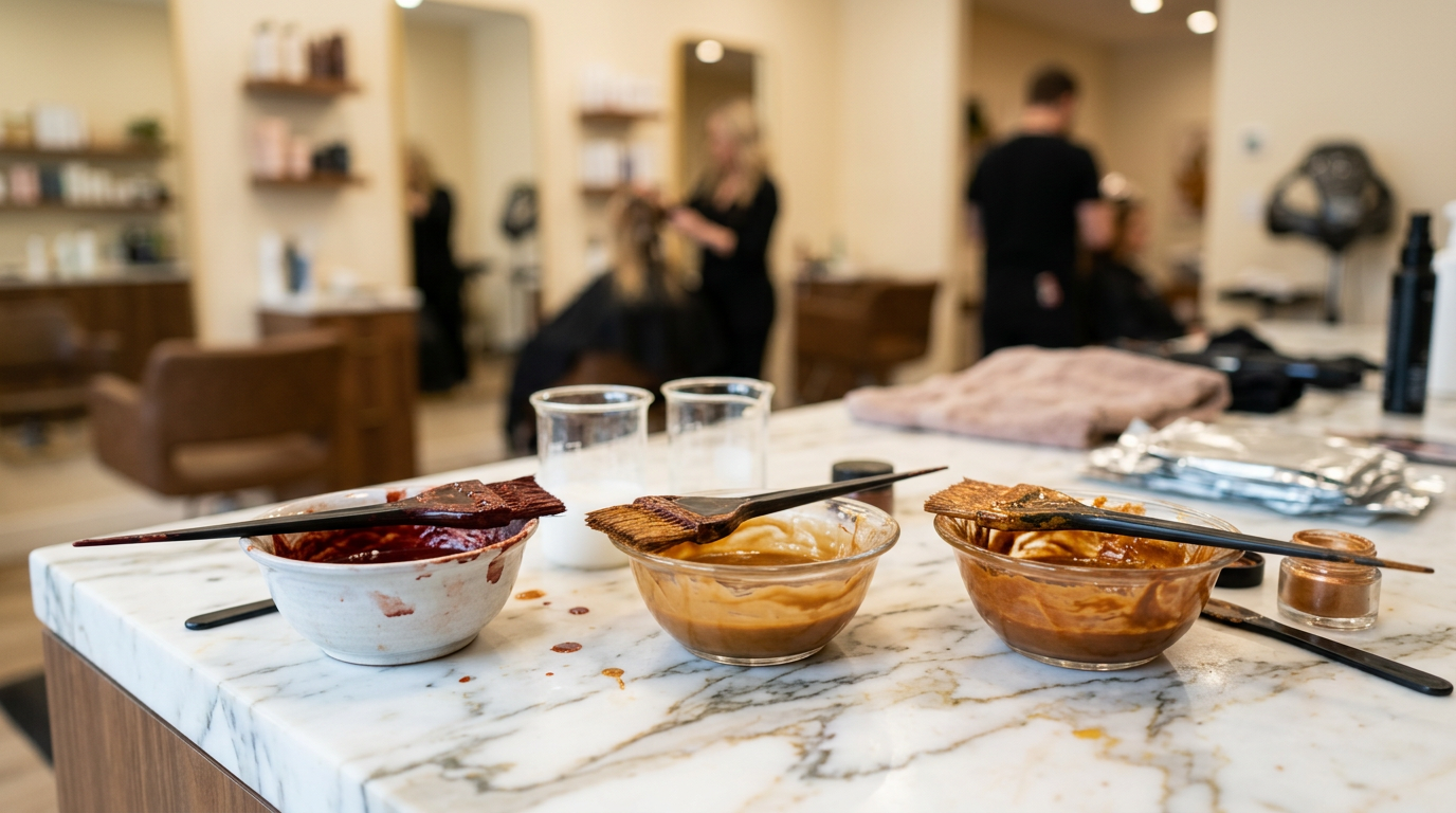 Hair color service at the salon