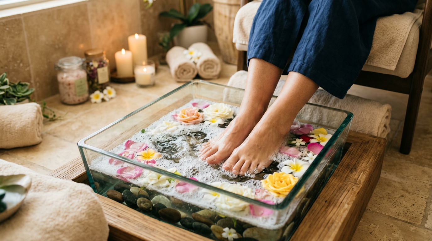 Spa pedicure with foot bath